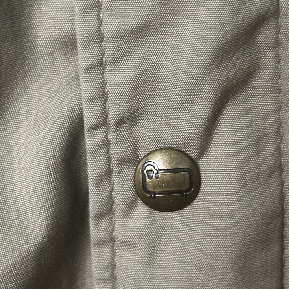 VINTAGE WOOLRICH Size M Khaki Zip Up Button Jacket with Waist Draw String - Picture 8 of 9